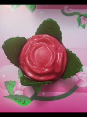 Red Rose Soap with Green Leaf Base Lush